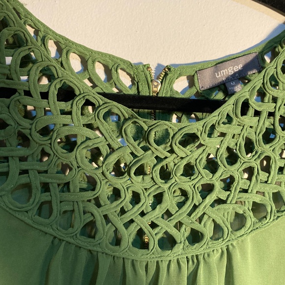 Umgee Green Blouse with Cut-Out Neckline - Picture 5 of 6